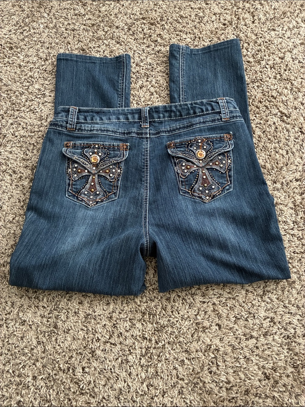 Cato Classic Embellished Jeans Plus SZ 16 Blue Denim